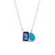 1 - Arika 0.80 ctw Emerald Shape Iolite with Pear Shape Turquoise Toi Et Moi Women Pendant Necklace 