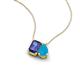 3 - Arika 0.80 ctw Emerald Shape Iolite with Pear Shape Turquoise Toi Et Moi Women Pendant Necklace 