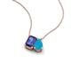 3 - Arika 0.80 ctw Emerald Shape Iolite with Pear Shape Turquoise Toi Et Moi Women Pendant Necklace 