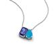 3 - Arika 0.80 ctw Emerald Shape Iolite with Pear Shape Turquoise Toi Et Moi Women Pendant Necklace 