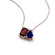3 - Arika 1.23 ctw Emerald Shape Red Garnet with Pear Shape Created Blue Sapphire Toi Et Moi Women Pendant Necklace 