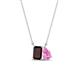 1 - Arika 1.23 ctw Emerald Shape Red Garnet with Pear Shape Created Pink Sapphire Toi Et Moi Women Pendant Necklace 