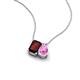 3 - Arika 1.23 ctw Emerald Shape Red Garnet with Pear Shape Created Pink Sapphire Toi Et Moi Women Pendant Necklace 
