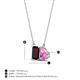 4 - Arika 1.23 ctw Emerald Shape Red Garnet with Pear Shape Created Pink Sapphire Toi Et Moi Women Pendant Necklace 