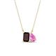 1 - Arika 1.23 ctw Emerald Shape Red Garnet with Pear Shape Created Pink Sapphire Toi Et Moi Women Pendant Necklace 