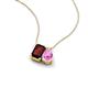3 - Arika 1.23 ctw Emerald Shape Red Garnet with Pear Shape Created Pink Sapphire Toi Et Moi Women Pendant Necklace 
