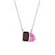 1 - Arika 1.23 ctw Emerald Shape Red Garnet with Pear Shape Created Pink Sapphire Toi Et Moi Women Pendant Necklace 