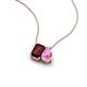 3 - Arika 1.23 ctw Emerald Shape Red Garnet with Pear Shape Created Pink Sapphire Toi Et Moi Women Pendant Necklace 