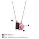4 - Arika 1.23 ctw Emerald Shape Red Garnet with Pear Shape Created Pink Sapphire Toi Et Moi Women Pendant Necklace 