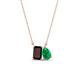 1 - Arika 1.11 ctw Emerald Shape Red Garnet with Pear Shape Created Emerald Toi Et Moi Women Pendant Necklace 