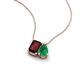 3 - Arika 1.11 ctw Emerald Shape Red Garnet with Pear Shape Created Emerald Toi Et Moi Women Pendant Necklace 
