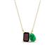 1 - Arika 1.11 ctw Emerald Shape Red Garnet with Pear Shape Created Emerald Toi Et Moi Women Pendant Necklace 