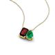 3 - Arika 1.11 ctw Emerald Shape Red Garnet with Pear Shape Created Emerald Toi Et Moi Women Pendant Necklace 