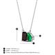 4 - Arika 1.11 ctw Emerald Shape Red Garnet with Pear Shape Created Emerald Toi Et Moi Women Pendant Necklace 