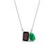 1 - Arika 1.11 ctw Emerald Shape Red Garnet with Pear Shape Created Emerald Toi Et Moi Women Pendant Necklace 