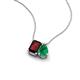 3 - Arika 1.11 ctw Emerald Shape Red Garnet with Pear Shape Created Emerald Toi Et Moi Women Pendant Necklace 