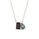 1 - Arika 1.27 ctw Emerald Shape Red Garnet with Pear Shape Created Alexandrite Toi Et Moi Women Pendant Necklace 