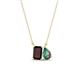 1 - Arika 1.27 ctw Emerald Shape Red Garnet with Pear Shape Created Alexandrite Toi Et Moi Women Pendant Necklace 