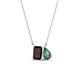 1 - Arika 1.27 ctw Emerald Shape Red Garnet with Pear Shape Created Alexandrite Toi Et Moi Women Pendant Necklace 