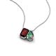 3 - Arika 1.27 ctw Emerald Shape Red Garnet with Pear Shape Created Alexandrite Toi Et Moi Women Pendant Necklace 