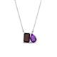 1 - Arika 1.18 ctw Emerald Shape Red Garnet with Pear Shape Amethyst Toi Et Moi Women Pendant Necklace 