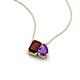 3 - Arika 1.18 ctw Emerald Shape Red Garnet with Pear Shape Amethyst Toi Et Moi Women Pendant Necklace 