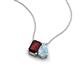 3 - Arika 1.13 ctw Emerald Shape Red Garnet with Pear Shape Aquamarine Toi Et Moi Women Pendant Necklace 