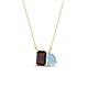 1 - Arika 1.13 ctw Emerald Shape Red Garnet with Pear Shape Aquamarine Toi Et Moi Women Pendant Necklace 