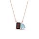 1 - Arika 1.13 ctw Emerald Shape Red Garnet with Pear Shape Aquamarine Toi Et Moi Women Pendant Necklace 