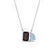 1 - Arika 1.13 ctw Emerald Shape Red Garnet with Pear Shape Aquamarine Toi Et Moi Women Pendant Necklace 