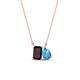 1 - Arika 1.28 ctw Emerald Shape Red Garnet with Pear Shape Blue Topaz Toi Et Moi Women Pendant Necklace 