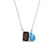 1 - Arika 1.28 ctw Emerald Shape Red Garnet with Pear Shape Blue Topaz Toi Et Moi Women Pendant Necklace 