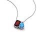 3 - Arika 1.28 ctw Emerald Shape Red Garnet with Pear Shape Blue Topaz Toi Et Moi Women Pendant Necklace 