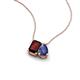 3 - Arika 1.13 ctw Emerald Shape Red Garnet with Pear Shape Iolite Toi Et Moi Women Pendant Necklace 