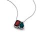 3 - Arika 1.28 ctw Emerald Shape Red Garnet with Pear Shape London Blue Topaz Toi Et Moi Women Pendant Necklace 