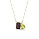 1 - Arika 1.28 ctw Emerald Shape Red Garnet with Pear Shape Peridot Toi Et Moi Women Pendant Necklace 