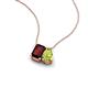 3 - Arika 1.28 ctw Emerald Shape Red Garnet with Pear Shape Peridot Toi Et Moi Women Pendant Necklace 