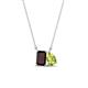 1 - Arika 1.28 ctw Emerald Shape Red Garnet with Pear Shape Peridot Toi Et Moi Women Pendant Necklace 