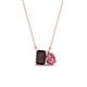 1 - Arika 1.23 ctw Emerald Shape Red Garnet with Pear Shape Pink Tourmaline Toi Et Moi Women Pendant Necklace 