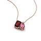 3 - Arika 1.23 ctw Emerald Shape Red Garnet with Pear Shape Pink Tourmaline Toi Et Moi Women Pendant Necklace 