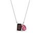 1 - Arika 1.23 ctw Emerald Shape Red Garnet with Pear Shape Pink Tourmaline Toi Et Moi Women Pendant Necklace 