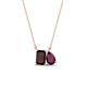 1 - Arika 1.33 ctw Emerald Shape Red Garnet with Pear Shape Rhodolite Garnet Toi Et Moi Women Pendant Necklace 