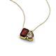 3 - Arika 1.13 ctw Emerald Shape Red Garnet with Pear Shape Smoky Quartz Toi Et Moi Women Pendant Necklace 