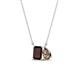 1 - Arika 1.13 ctw Emerald Shape Red Garnet with Pear Shape Smoky Quartz Toi Et Moi Women Pendant Necklace 