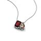 3 - Arika 1.13 ctw Emerald Shape Red Garnet with Pear Shape Smoky Quartz Toi Et Moi Women Pendant Necklace 