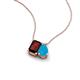 3 - Arika 1.03 ctw Emerald Shape Red Garnet with Pear Shape Turquoise Toi Et Moi Women Pendant Necklace 