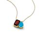 3 - Arika 1.03 ctw Emerald Shape Red Garnet with Pear Shape Turquoise Toi Et Moi Women Pendant Necklace 