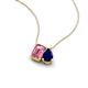 3 - Arika 1.05 ctw Emerald Shape Pink Tourmaline with Pear Shape Created Blue Sapphire Toi Et Moi Women Pendant Necklace 