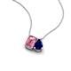 3 - Arika 1.05 ctw Emerald Shape Pink Tourmaline with Pear Shape Created Blue Sapphire Toi Et Moi Women Pendant Necklace 