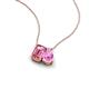 3 - Arika 1.05 ctw Emerald Shape Pink Tourmaline with Pear Shape Created Pink Sapphire Toi Et Moi Women Pendant Necklace 